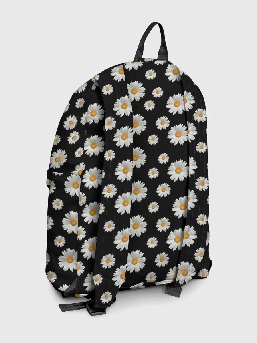 Рюкзак джинсовый / Ромашки на чёрном