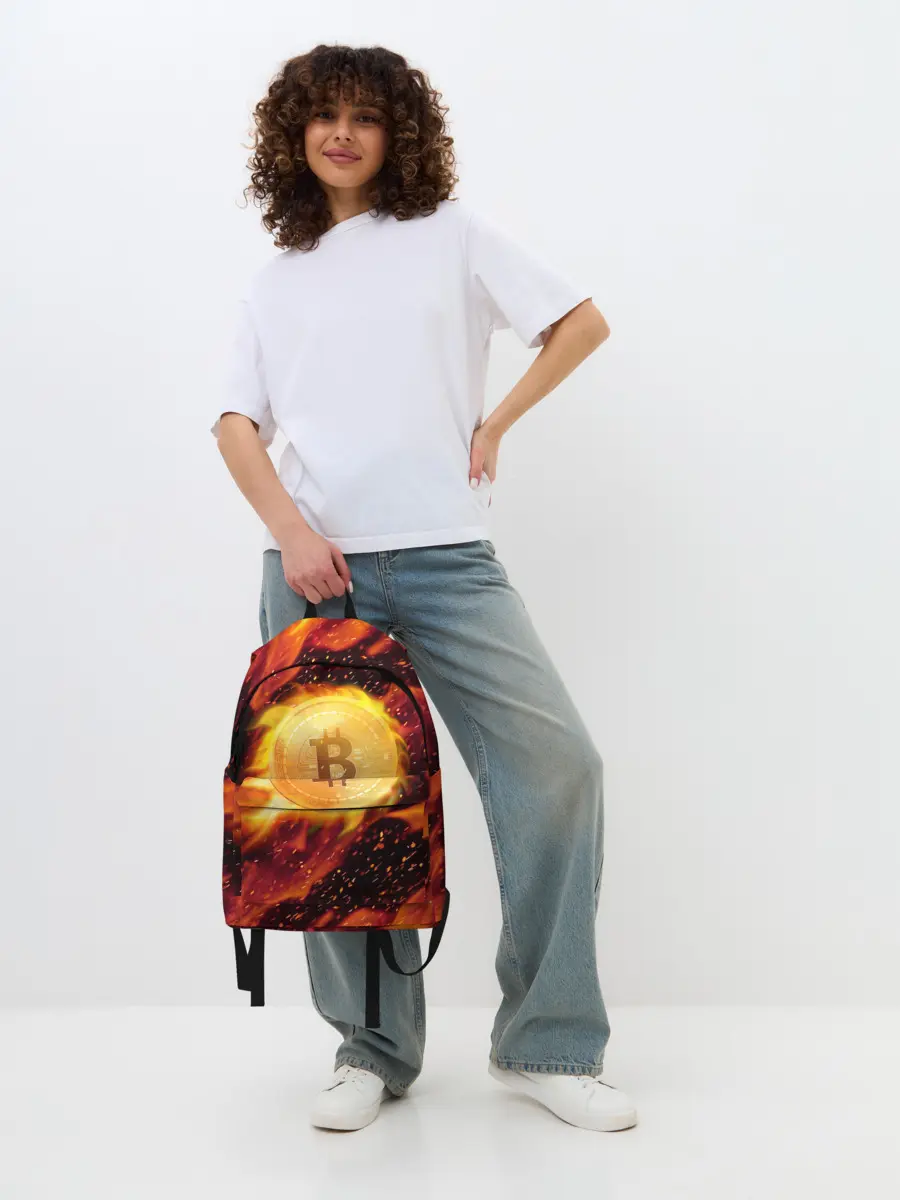 Рюкзак джинсовый / БИТКОИН ОГОНЬ