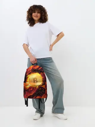 Рюкзак джинсовый / БИТКОИН ОГОНЬ