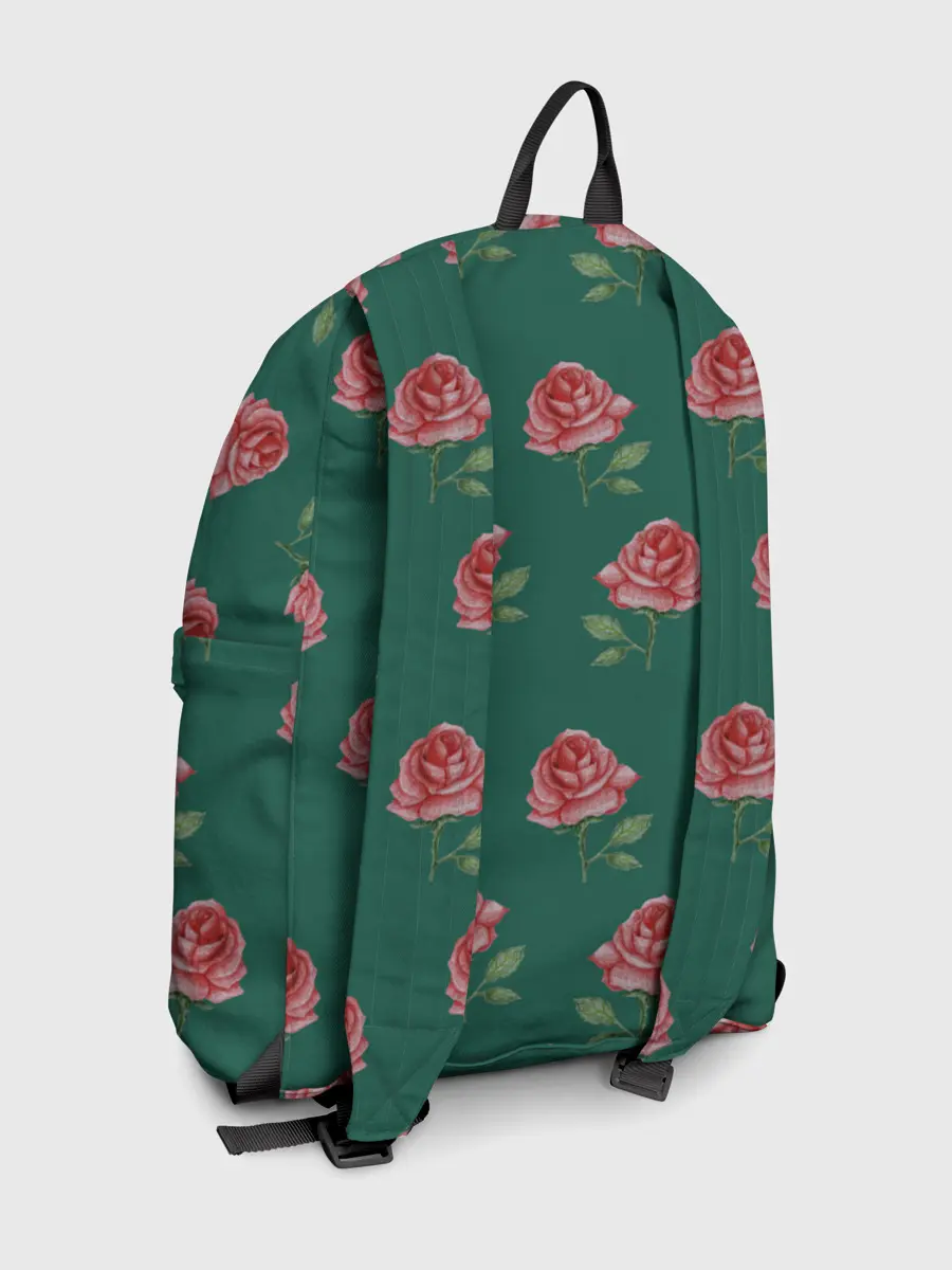 Рюкзак джинсовый / Розы на зеленом фоне