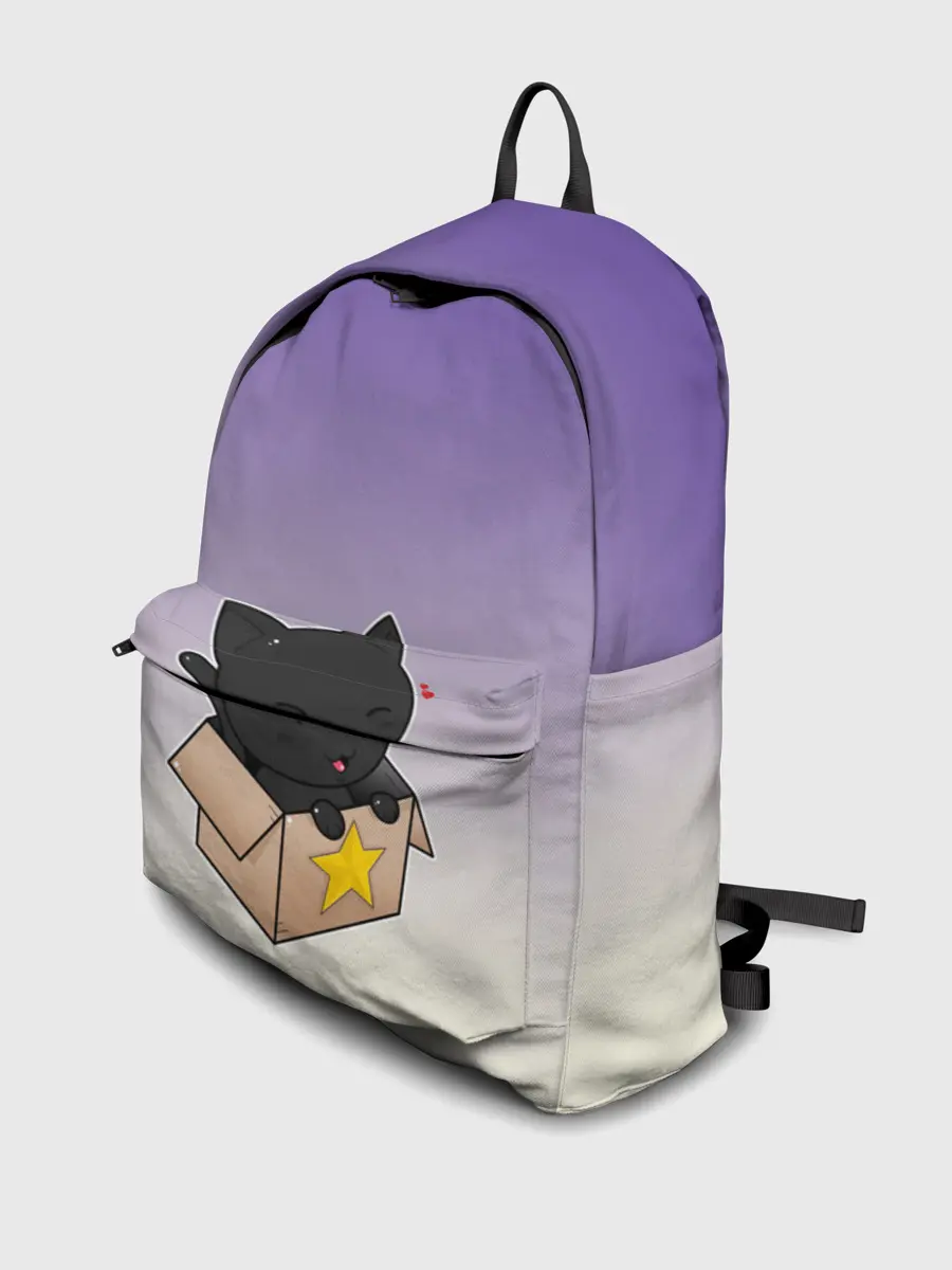 Рюкзак джинсовый / черный котенок в коробке