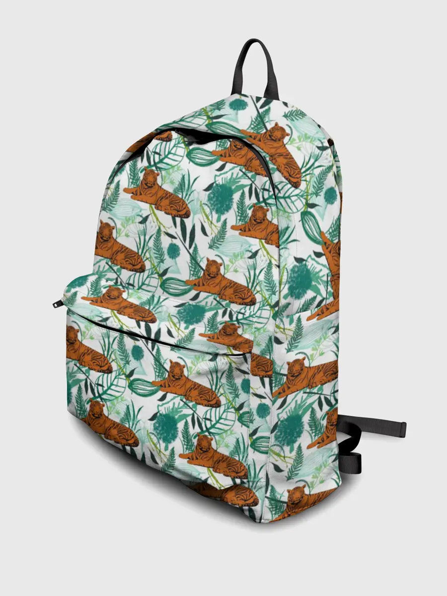 Рюкзак джинсовый / Цветы и Тигр Паттерн