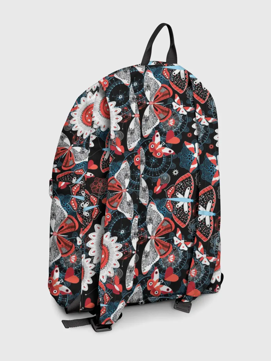 Рюкзак джинсовый / Паттерн из Бабочек с Цветами