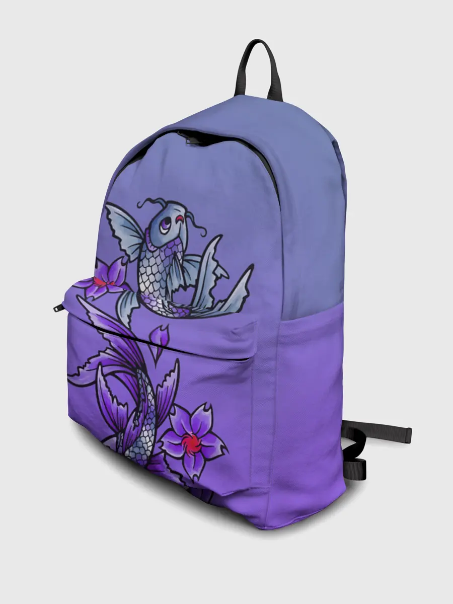 Рюкзак джинсовый / Рыбы и цветы