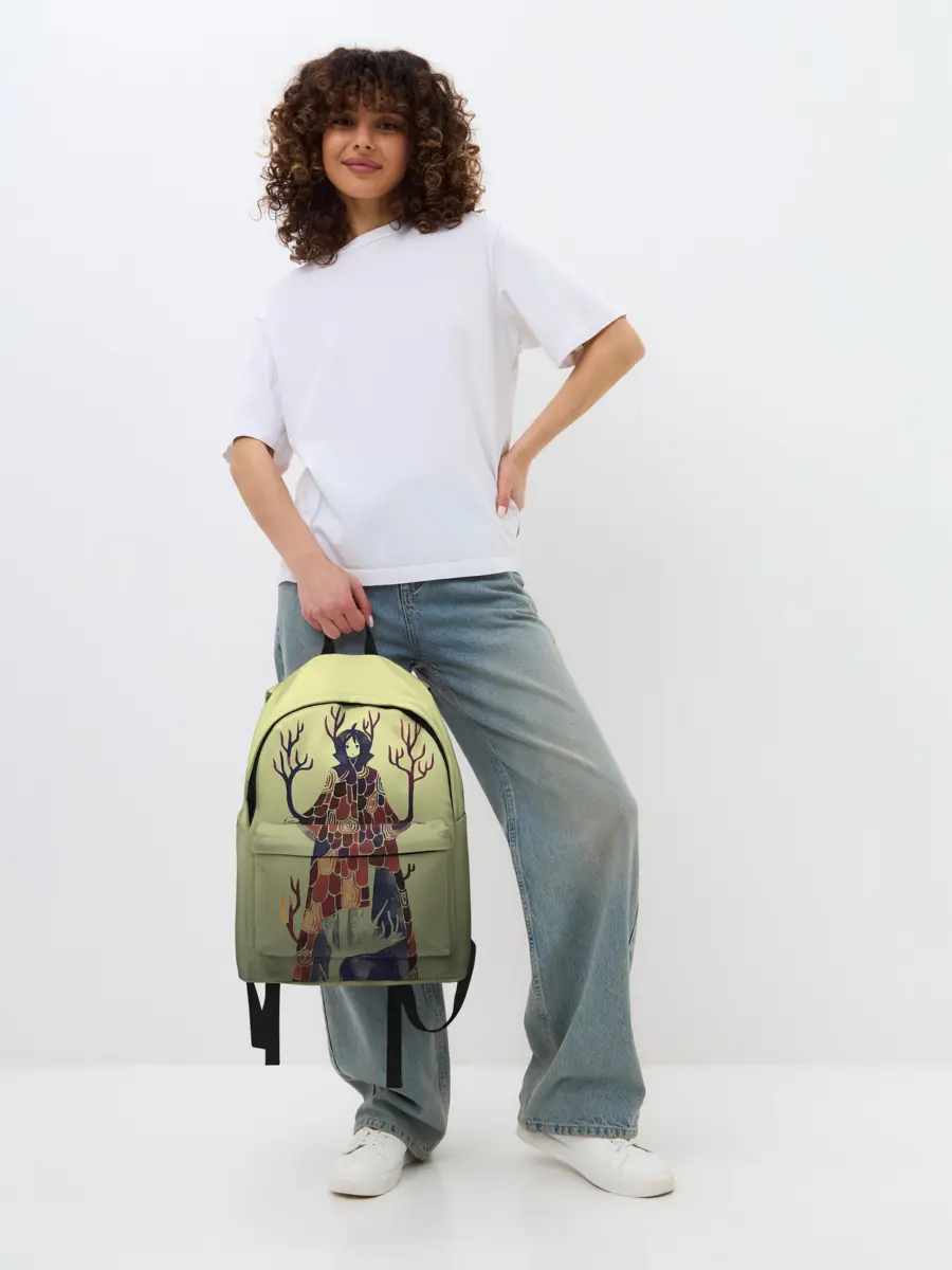 Рюкзак джинсовый / лесной волшебник акварель