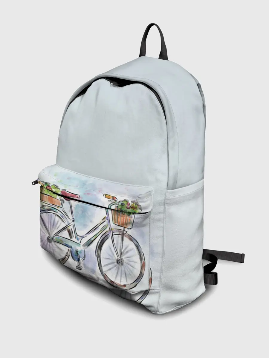 Рюкзак джинсовый / акварельный велосипед