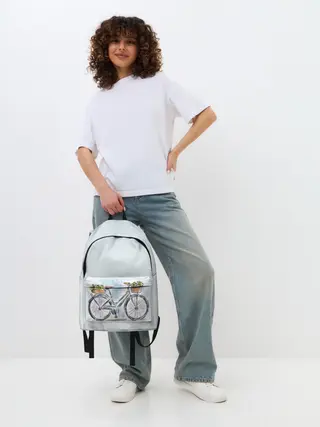 Рюкзак джинсовый / акварельный велосипед