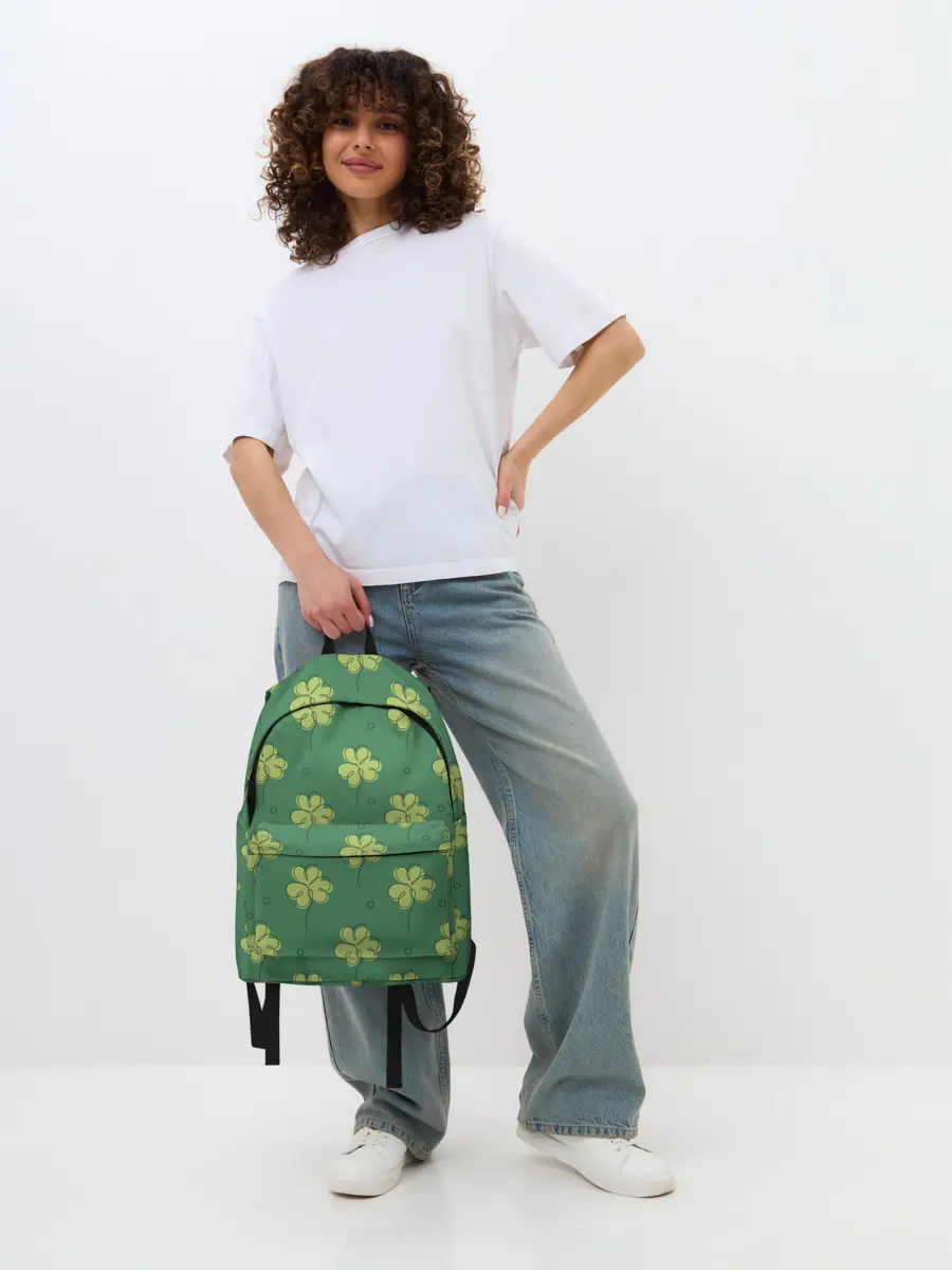 Рюкзак джинсовый / Узор на День святого Патрика