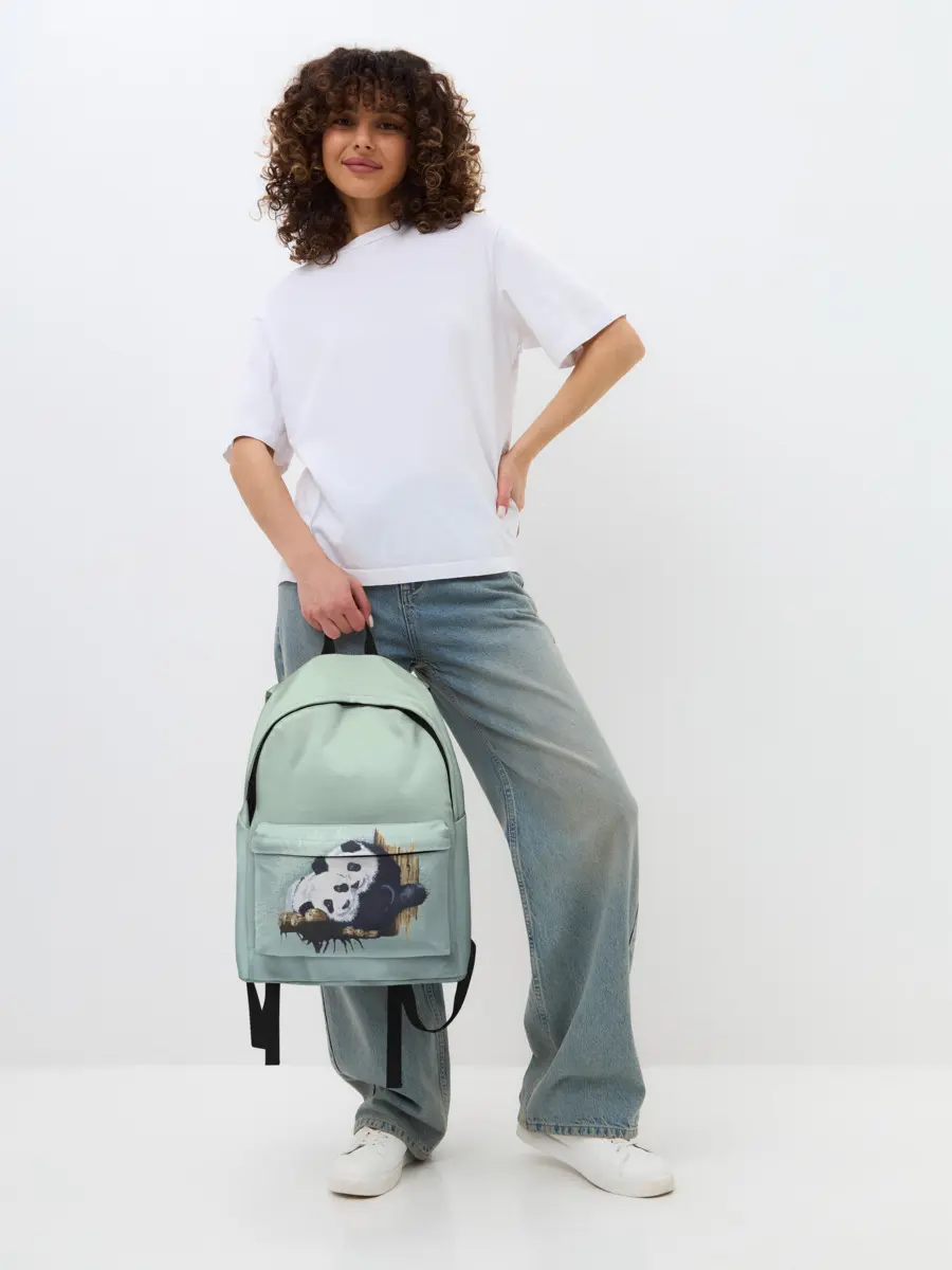 Рюкзак джинсовый / акварельные панды