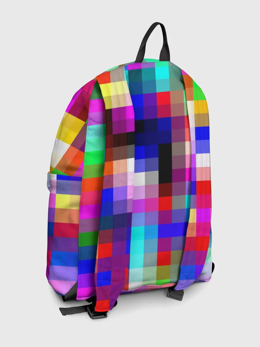 Рюкзак джинсовый / РАЗНОЦВЕТНЫЕ ПИКСЕЛИ / КУБЫ