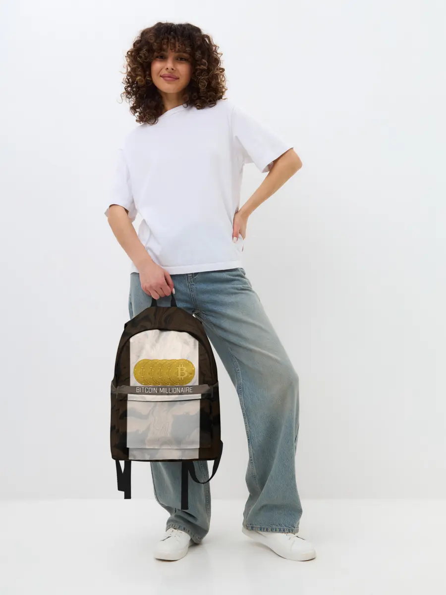 Рюкзак джинсовый / Bitcoin | Биткоин | Миллионер