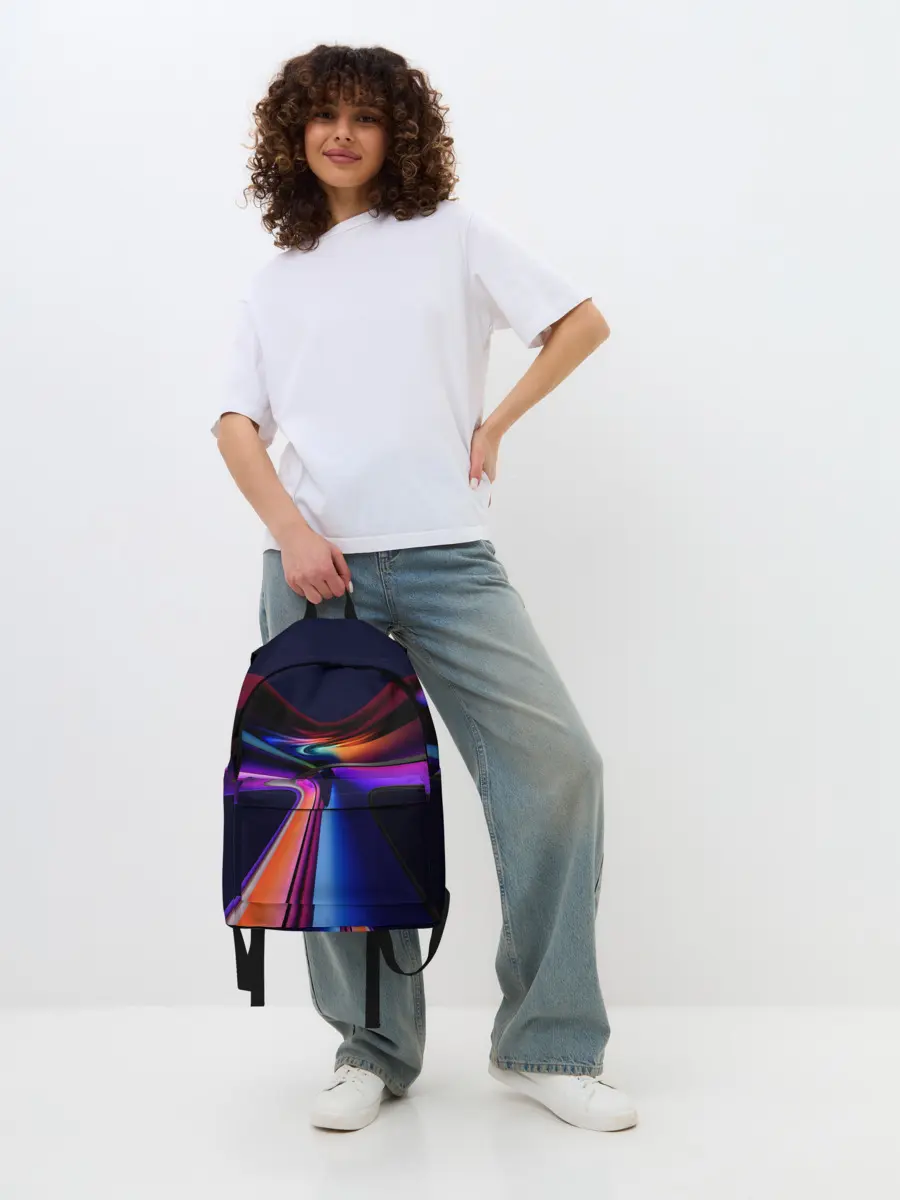 Рюкзак джинсовый / Красочные светящиеся линии
