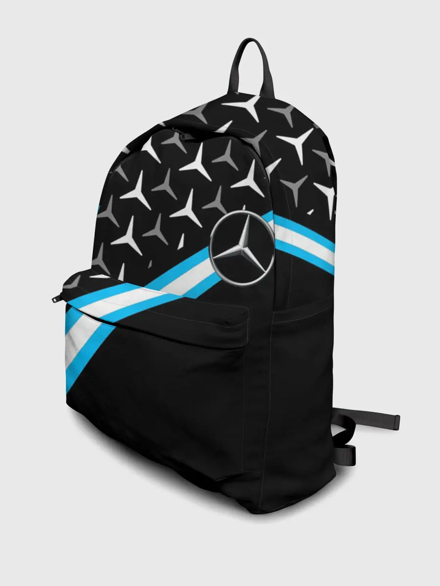 Рюкзак джинсовый / MERCEDES / УЗОР / ЛИНИЯ АКВА