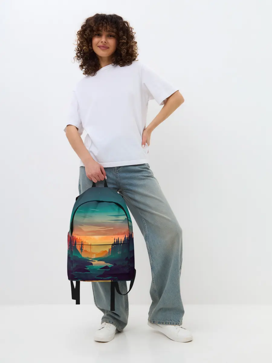 Рюкзак джинсовый / Закат Лес