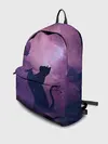 Рюкзак джинсовый / Бабочка кот силуэт фиолетовый