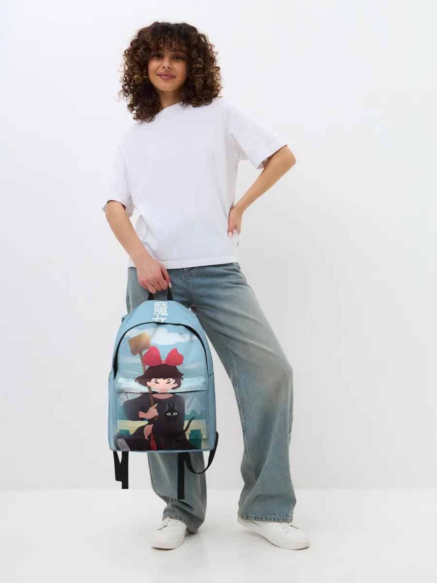 Рюкзак джинсовый / ВЕДЬМИНА СЛУЖБА ДОСТАВКИ. Иллюстрация