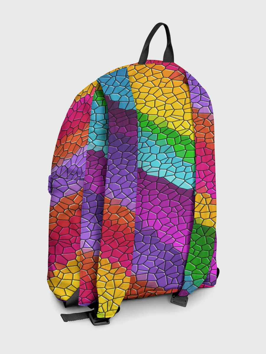 Рюкзак джинсовый / Яркая мозаика радуга диагональ