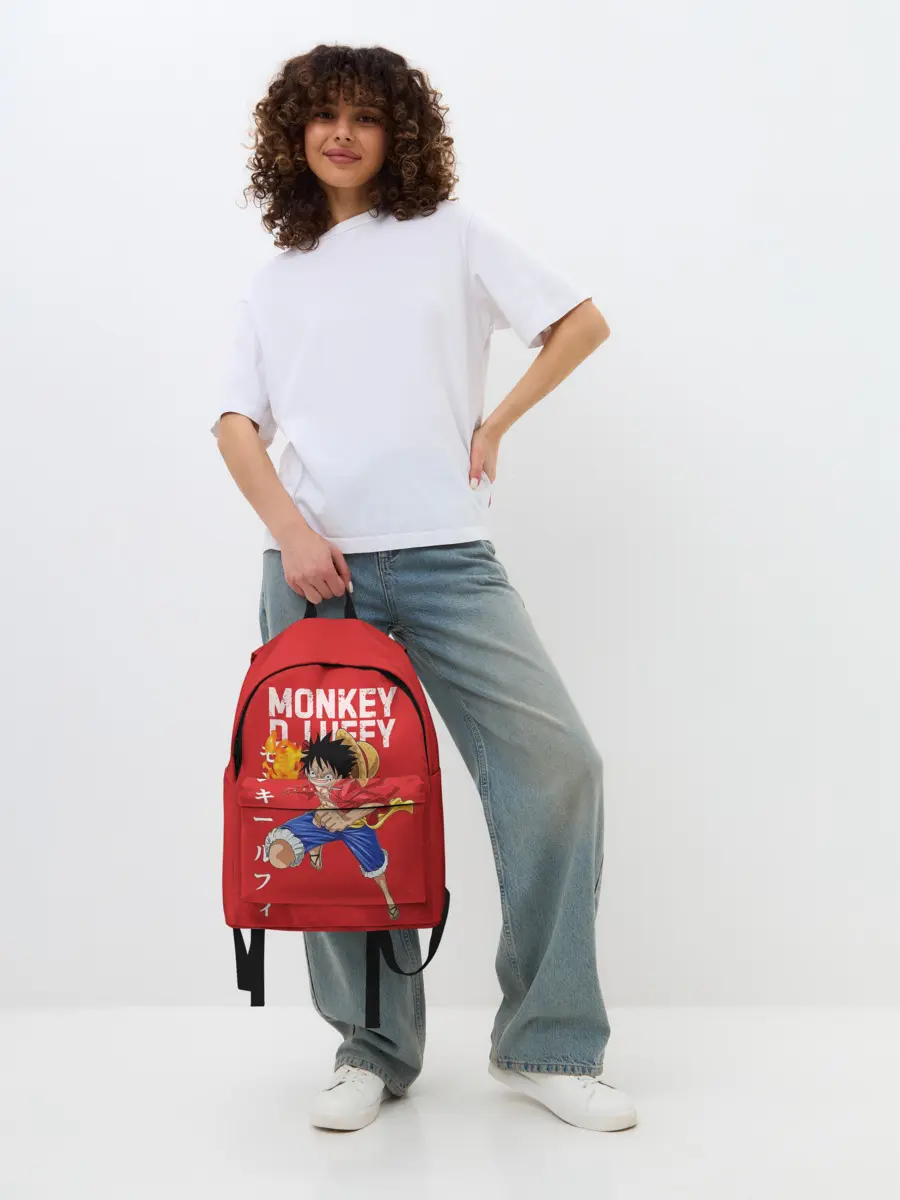 Рюкзак джинсовый / Monkey D. Luffy на красном