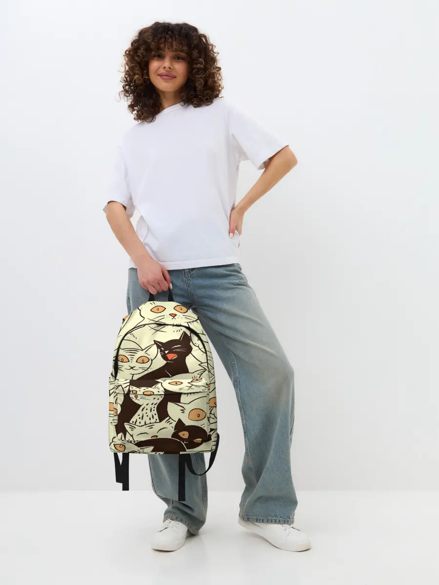 Рюкзак джинсовый / КОТЯТА ПАТТЕРН