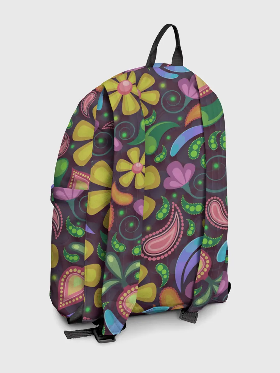 Рюкзак джинсовый / летние цветы узор на темном