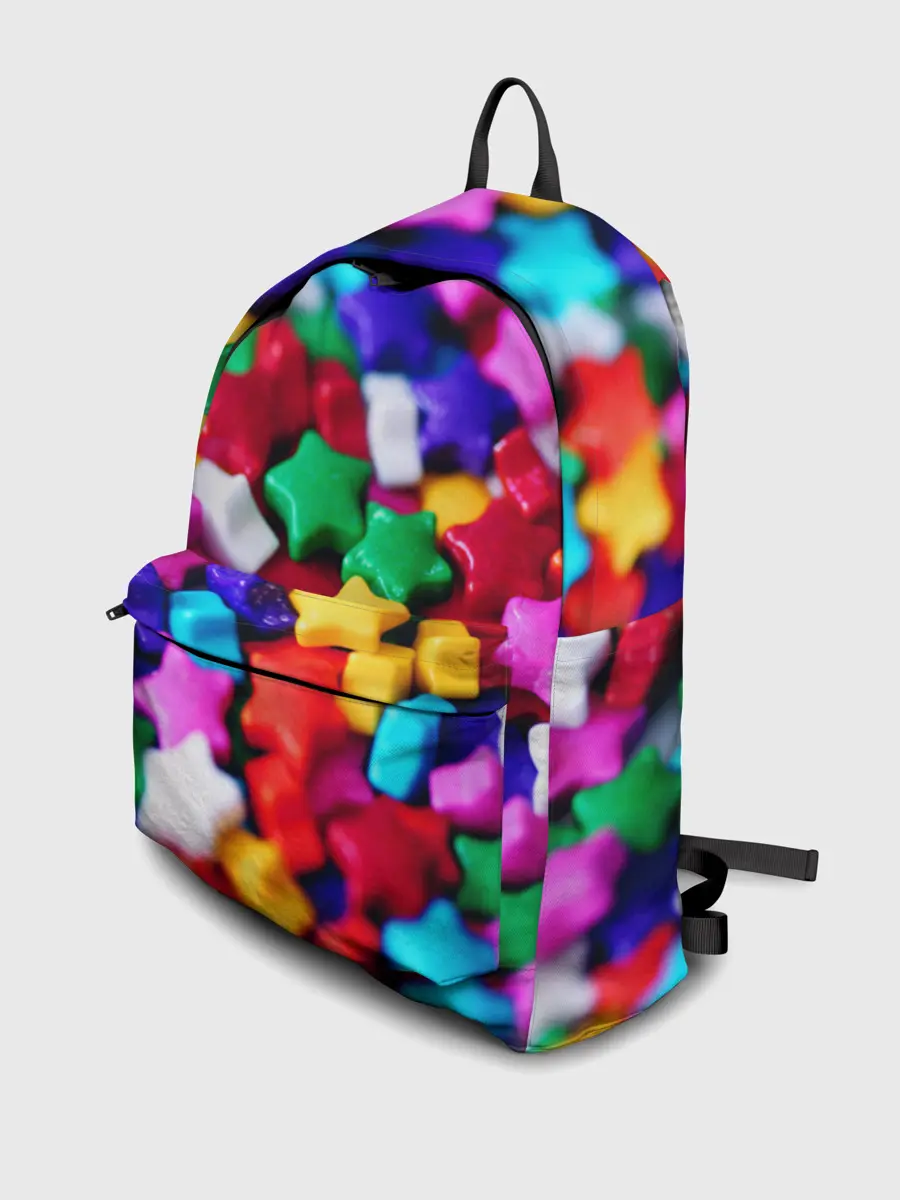 Рюкзак джинсовый / Разноцветные звездочки звезды