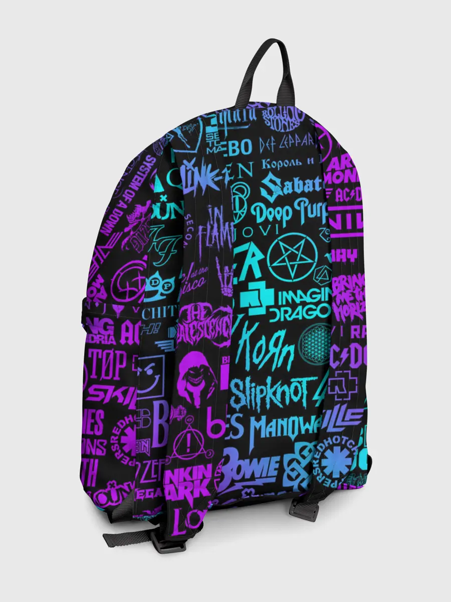 Рюкзак джинсовый / ЛОГОТИПЫ РОК ГРУПП НЕОН