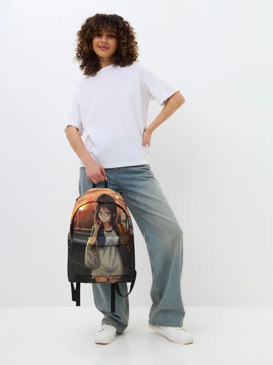 Рюкзак джинсовый / Девочка с продуктами