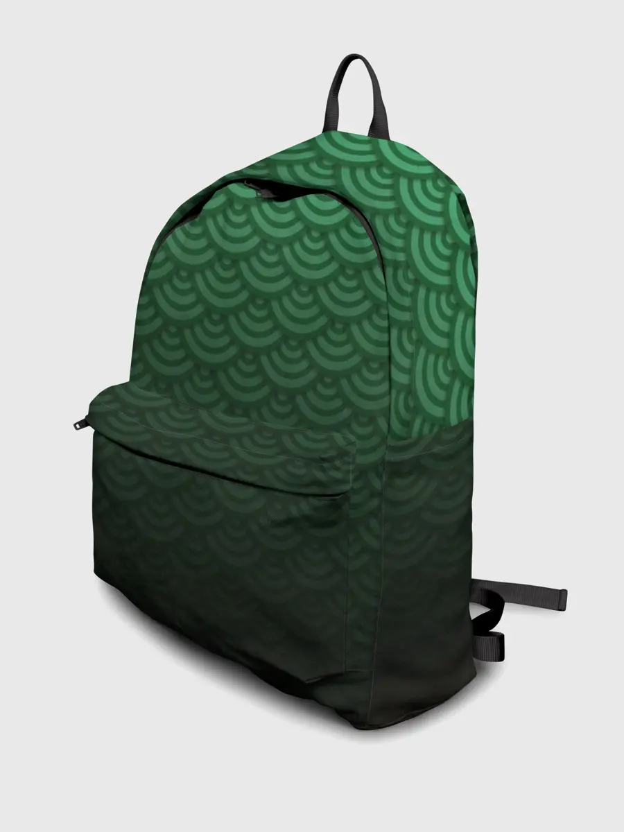 Рюкзак джинсовый / Узор зеленая чешуя дракон