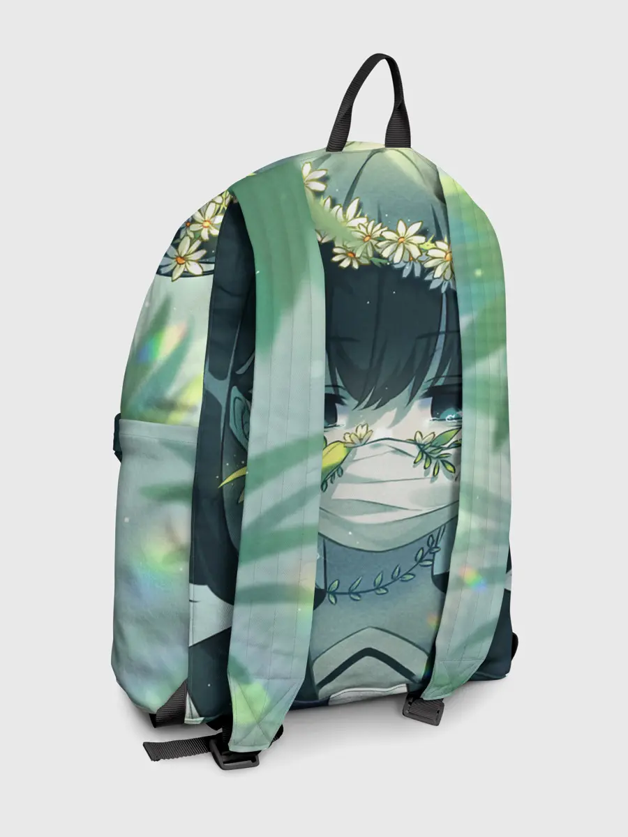 Рюкзак джинсовый / аниме школьница маска цветы