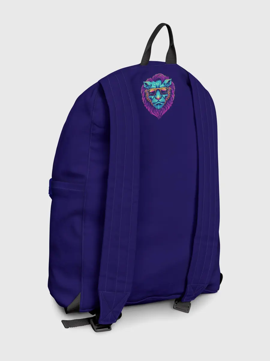 Рюкзак джинсовый / Неоновый лев в очках