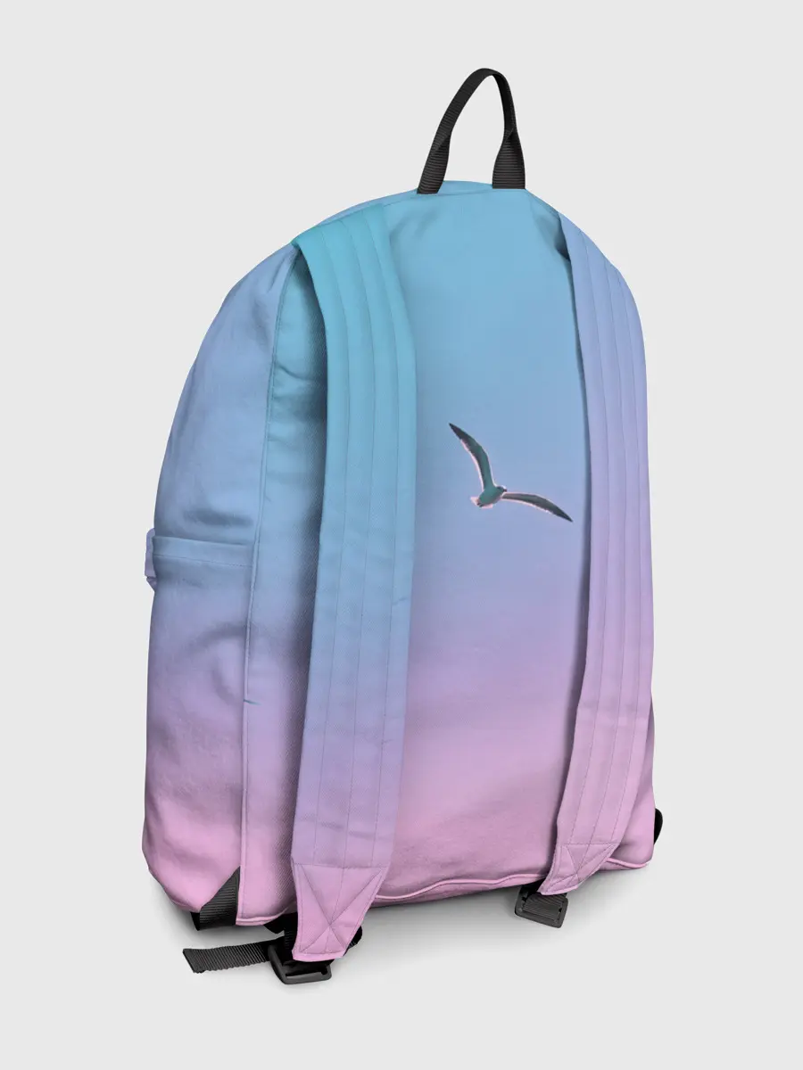 Рюкзак джинсовый / чайки птицы полет градиент