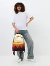 Рюкзак джинсовый / Горы закат пейзаж лиса арт