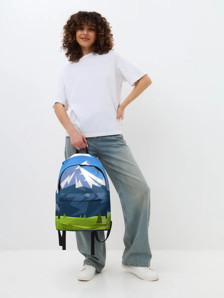 Рюкзак джинсовый / Горы пейзаж природа вектор