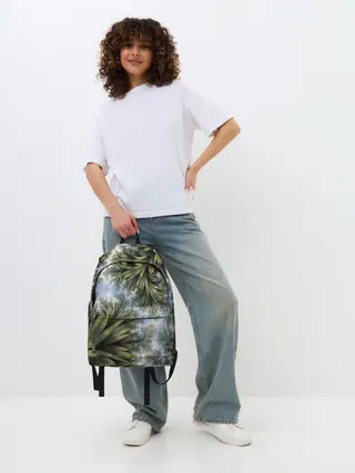 Рюкзак джинсовый / Зеленые листья