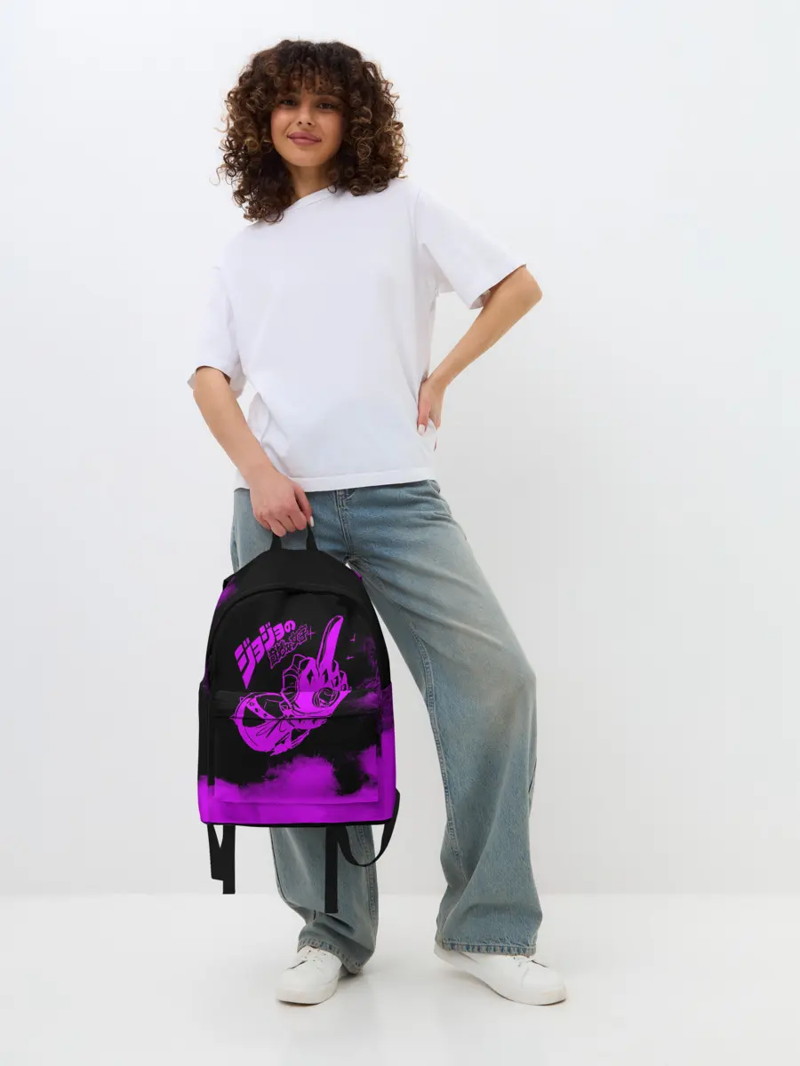 Рюкзак джинсовый / Джоджо fuck фиолетовый