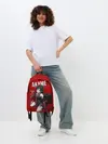 Рюкзак джинсовый / Убийца Акаме на красном фоне