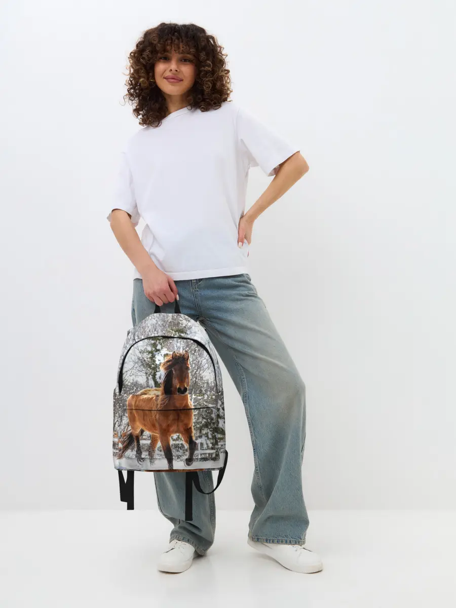 Рюкзак джинсовый / Конь и снег