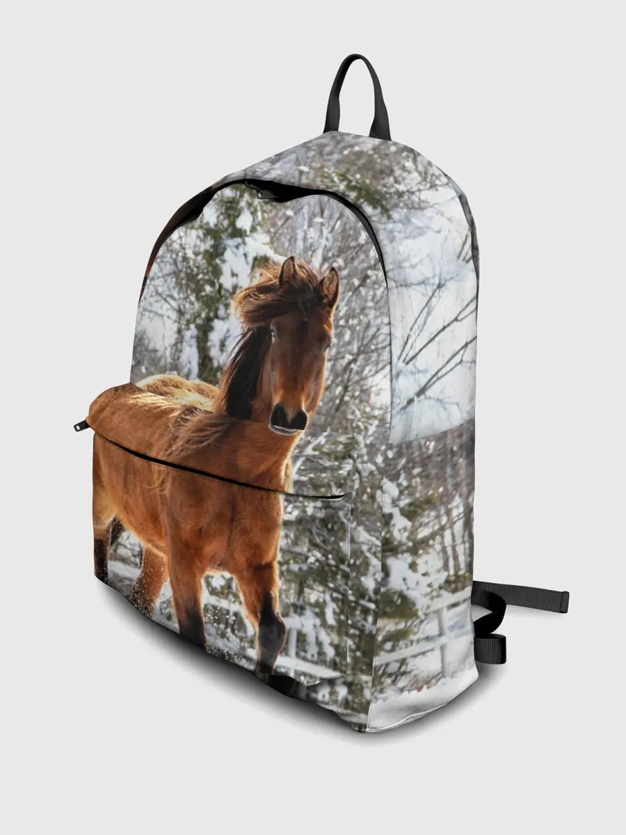 Рюкзак джинсовый / Конь и снег