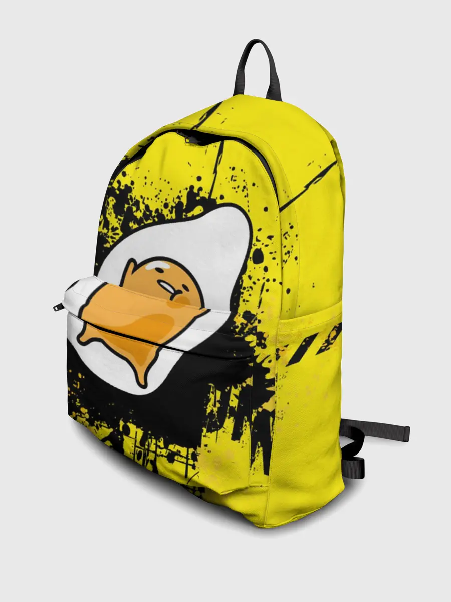 Рюкзак джинсовый / веселое яйцо на черном фоне