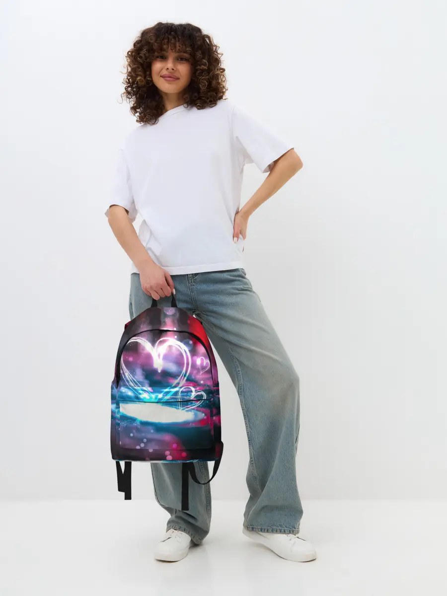 Рюкзак джинсовый / Неоновое сердце