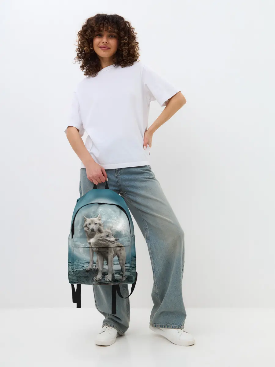 Рюкзак джинсовый / Волки альбиносы