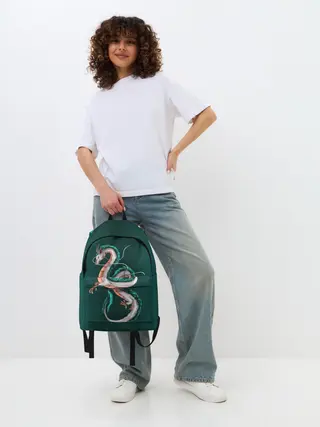 Рюкзак джинсовый / Дракон Хаку зеленый градиент