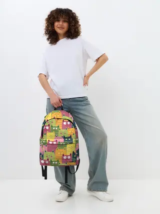 Рюкзак джинсовый / Коты