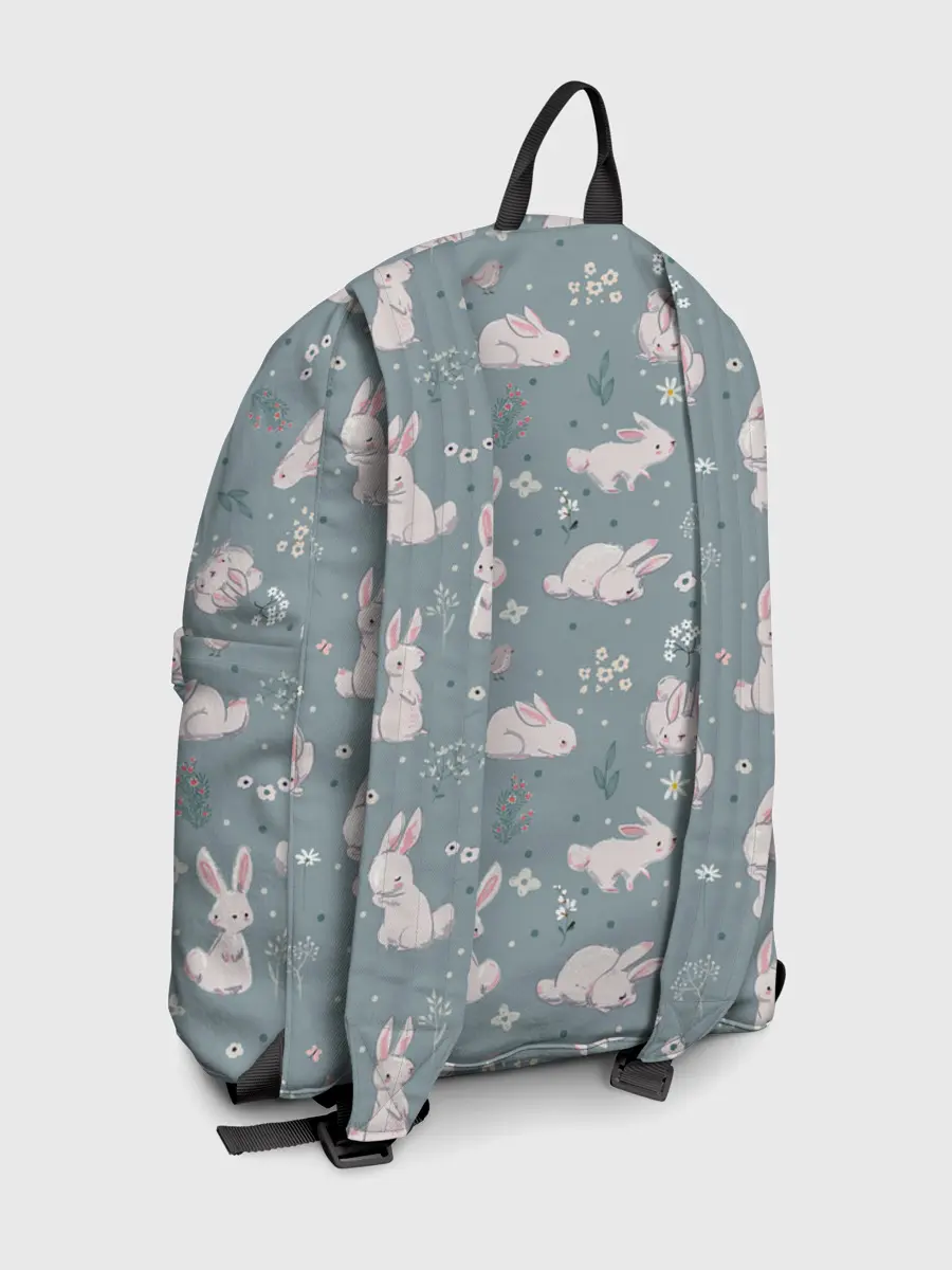 Рюкзак джинсовый / Зайцы на лужайке