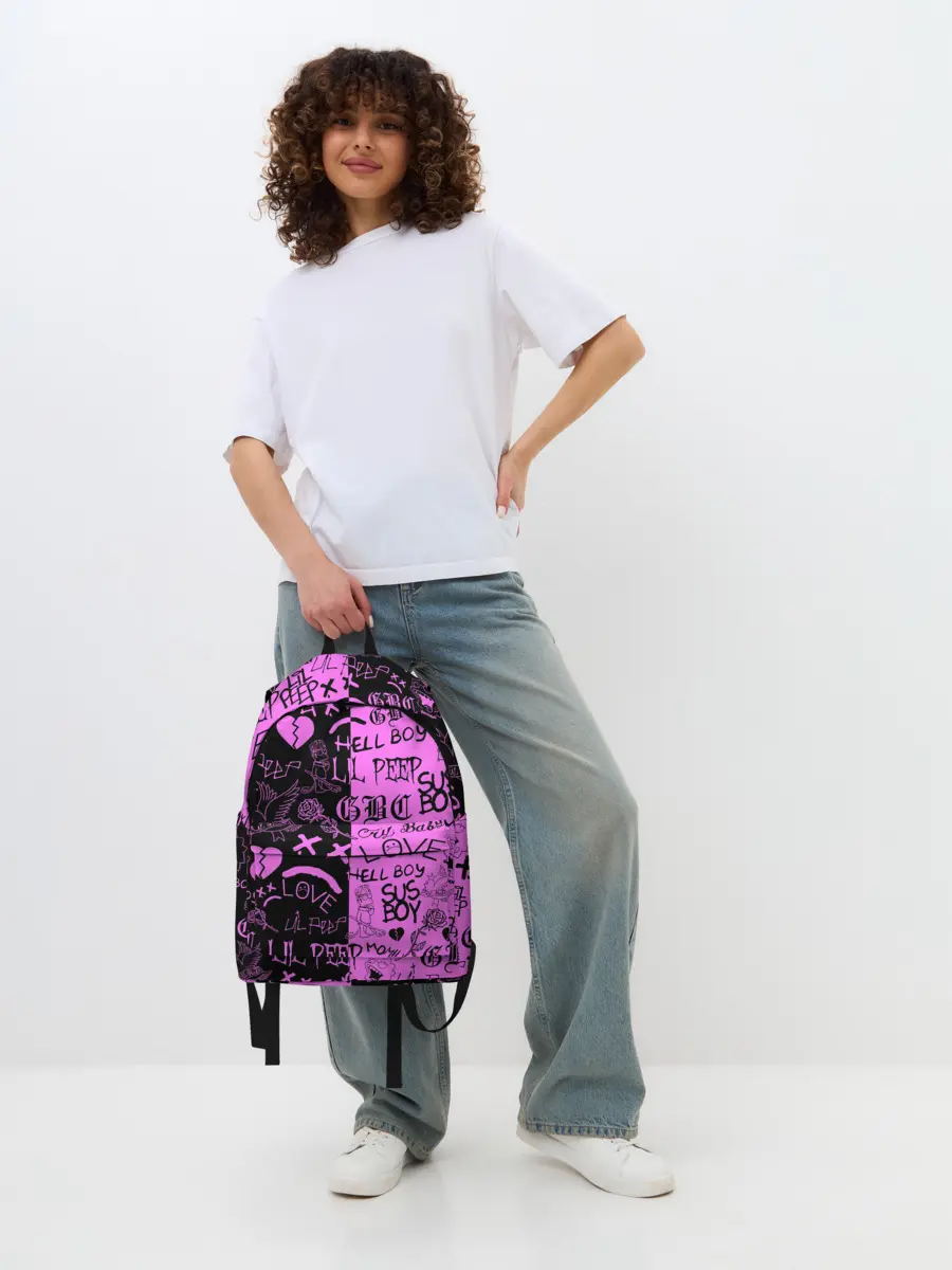 Рюкзак джинсовый / LIL PEEP LOGOBOMBING BLACK PINK