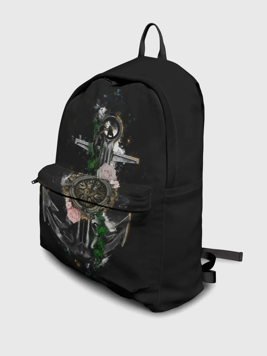 Рюкзак джинсовый / якорь с компасом и цветами