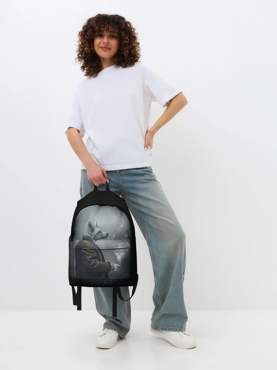 Рюкзак джинсовый / Одинокий волк