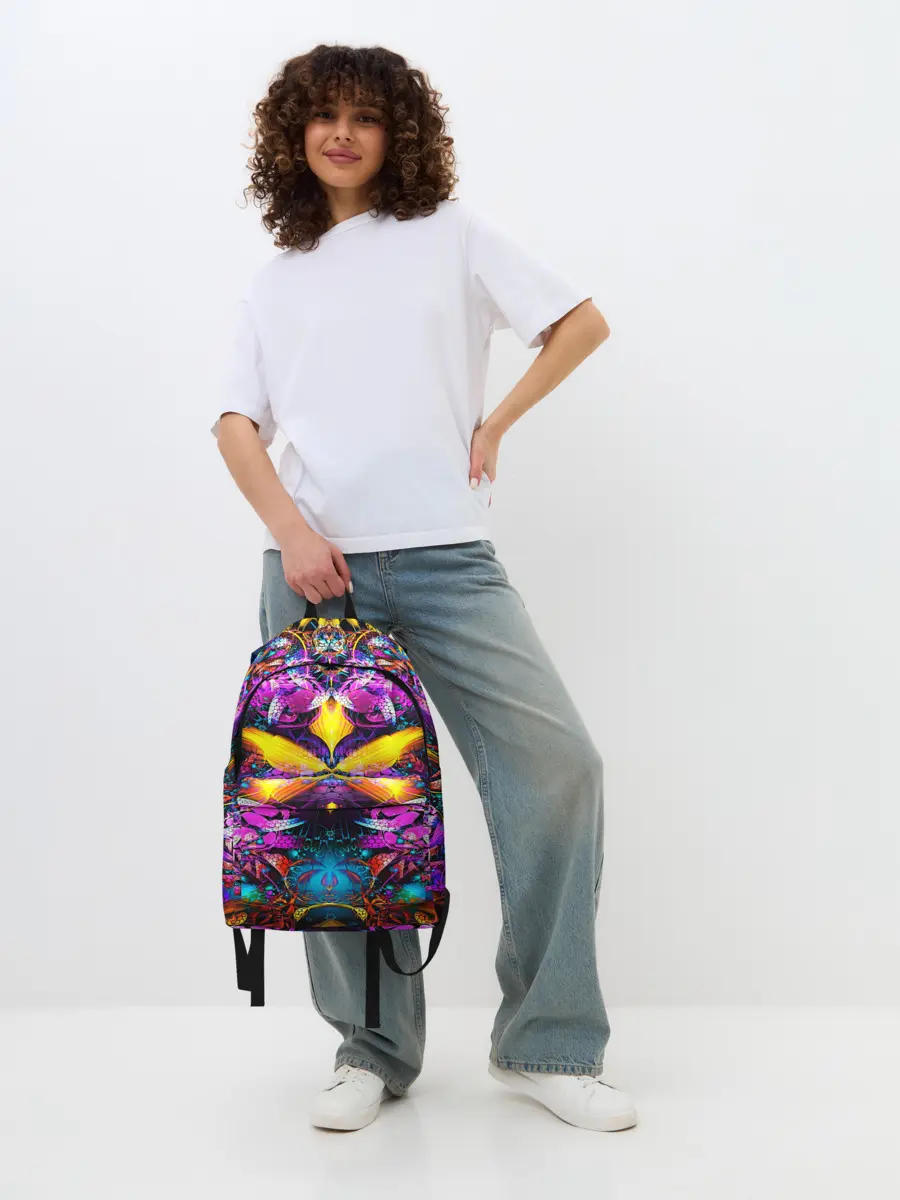 Рюкзак джинсовый / ФРАКТАЛЬНЫЕ ЦВЕТЫ