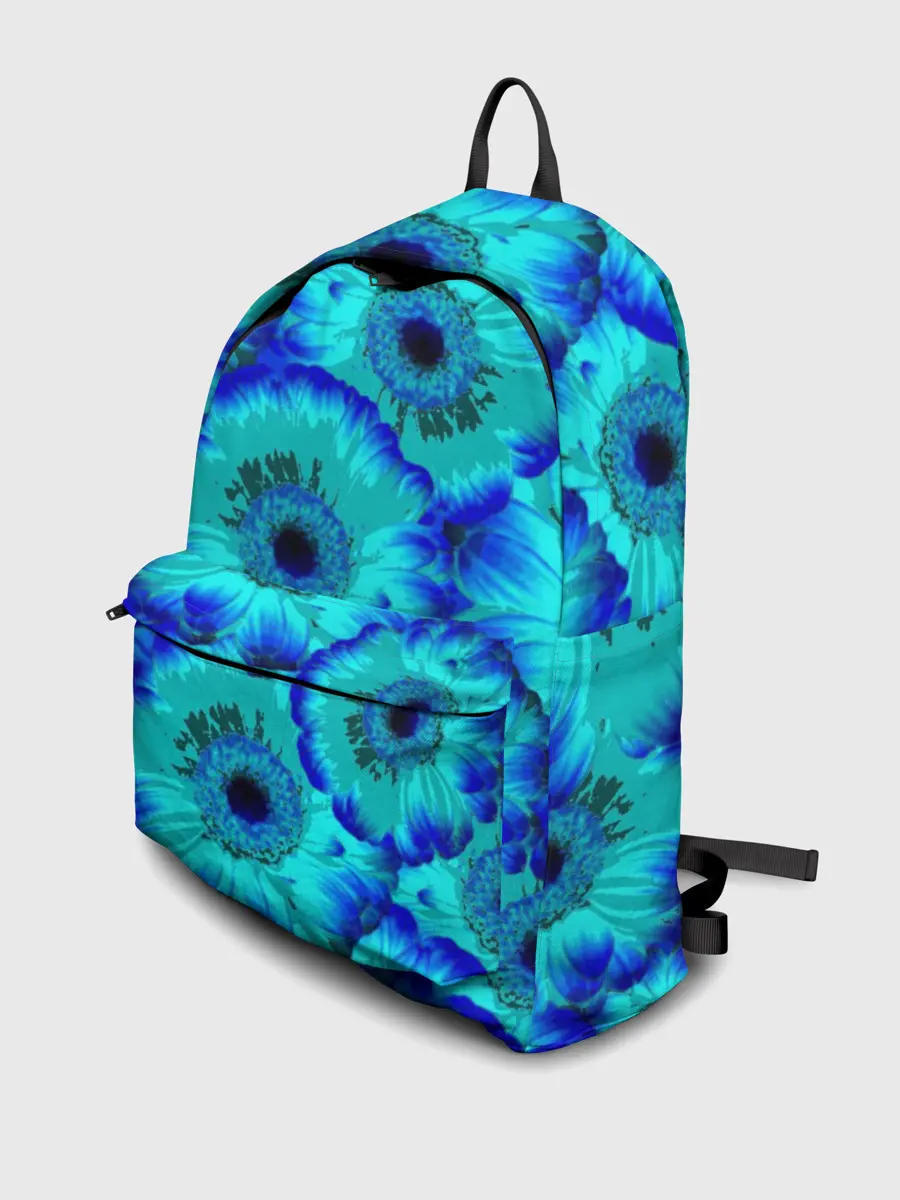 Рюкзак джинсовый / Голубые хризантемы