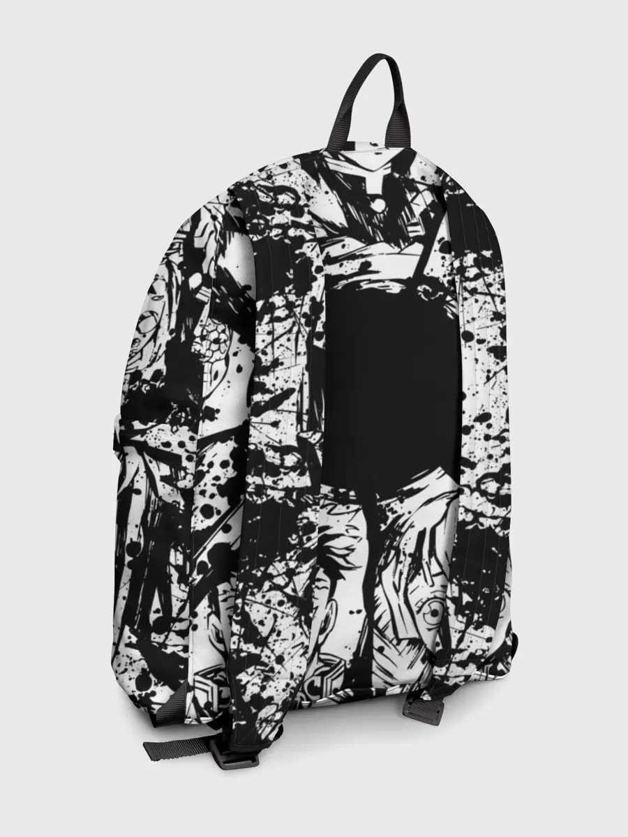 Рюкзак джинсовый / Kimetsu no yaiba чернобелый коллаж